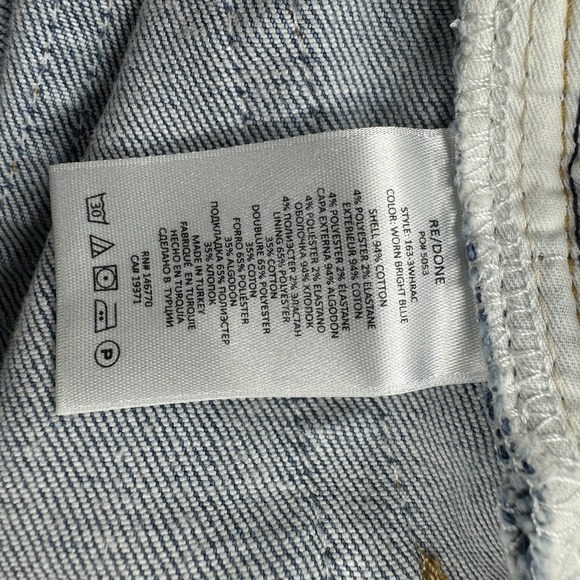 RE/DONE‎ High Rise Straight Leg Jeans Women 26 Distressed Raw Hem Light Wash - Picture 5 of 10